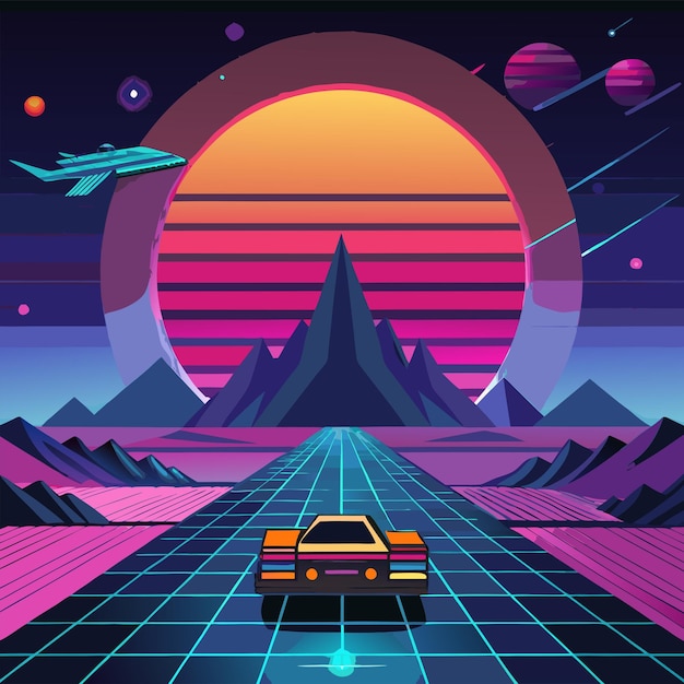 retrofuturisticconceptvectorillustration design