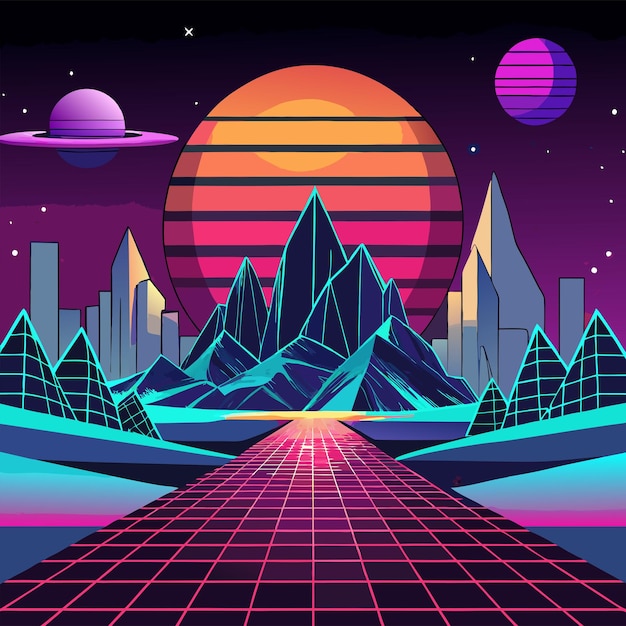 retrofuturisticconceptvectorillustration design