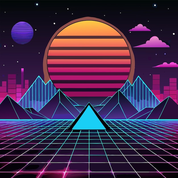 retrofuturisticconceptvectorillustration design