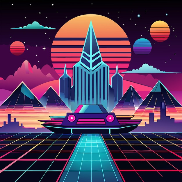 retrofuturisticconceptvectorillustration design