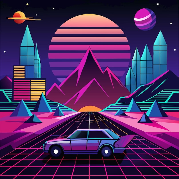 retrofuturisticconceptvectorillustration design