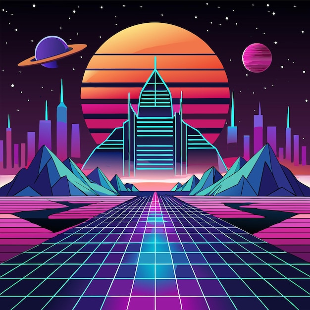 retrofuturisticconceptvectorillustration design