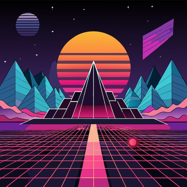 retrofuturisticconceptvectorillustration design