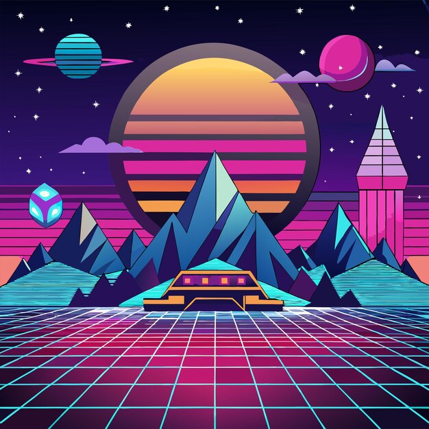 retrofuturisticconceptvectorillustration design