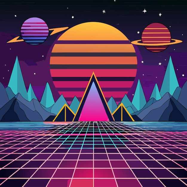 retrofuturisticconceptvectorillustration design