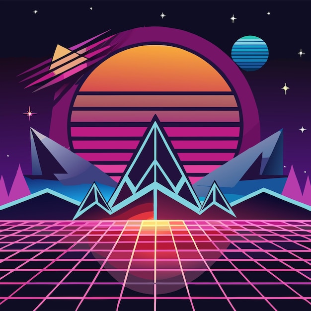 retrofuturisticconceptvectorillustration design