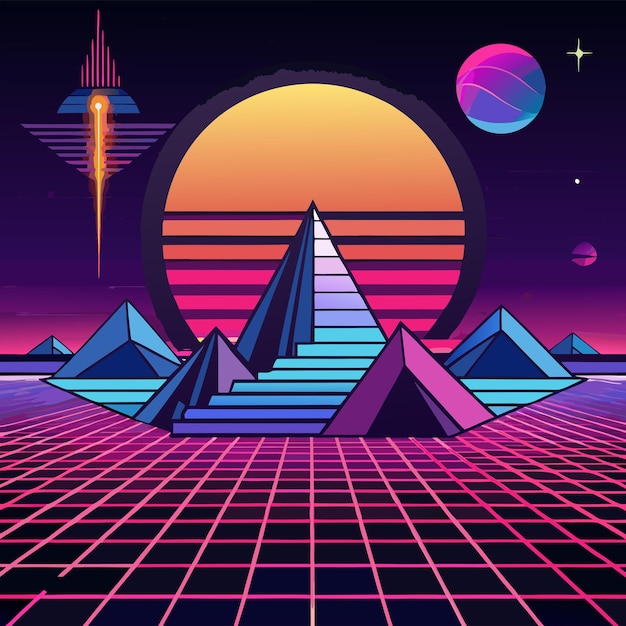 Vector retrofuturisticconceptvectorillustration design