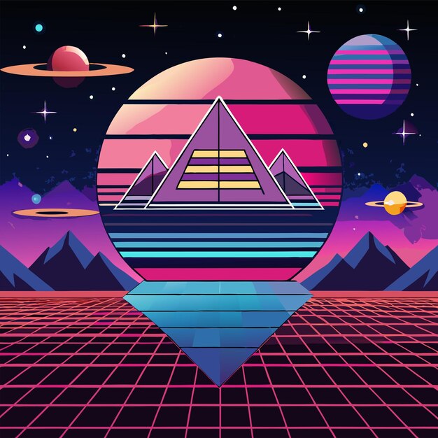 Vector retrofuturisticconceptvectorillustration design