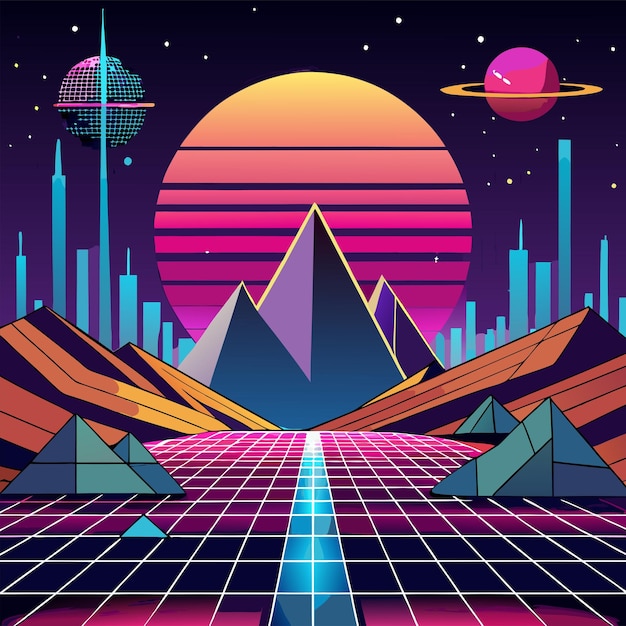 Vector retrofuturisticconceptvectorillustration design