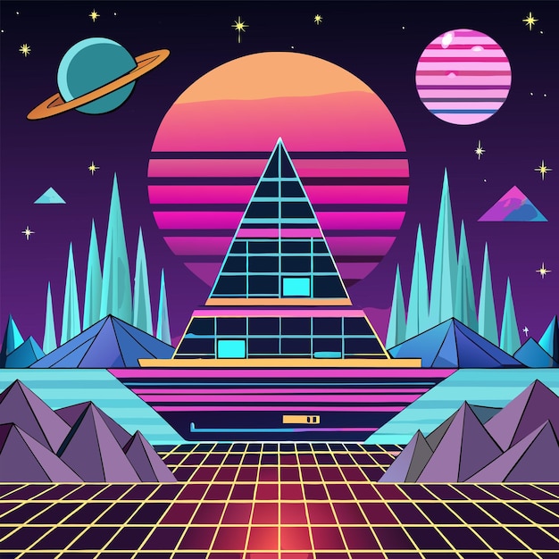 Vector retrofuturisticconceptvectorillustration design