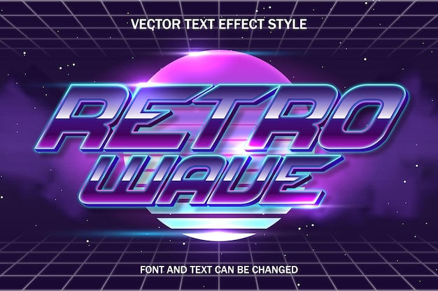 Retrowave night typography lettering 3d editable text effect font style template background design