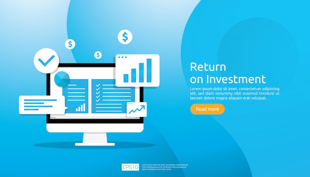 Return on investment ROI concept. business growth arrows success. chart increase profit. Finance stretching rising up.