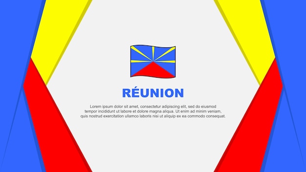 Reunion Flag Abstract Background Design Template Reunion Independence Day Banner Cartoon Vector Illustration Background