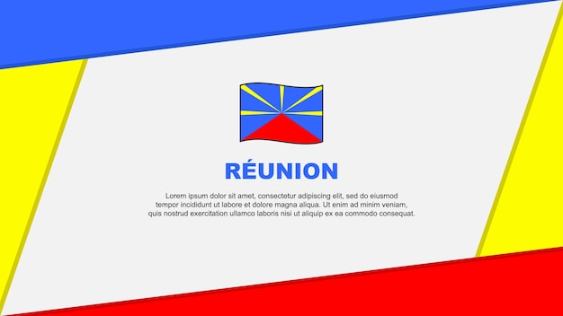 Reunion Flag Abstract Background Design Template Reunion Independence Day Banner Cartoon Vector Illustration Banner