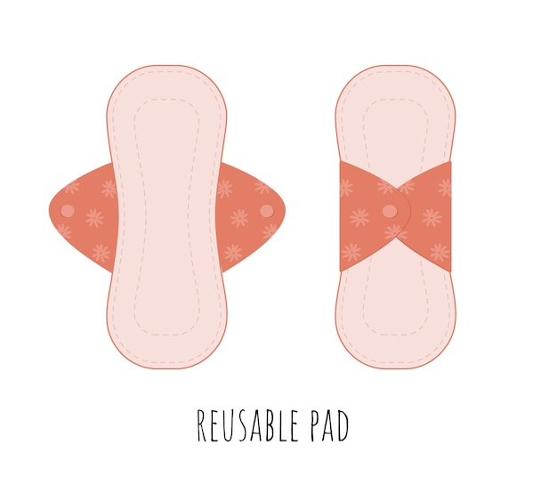 Reusable menstrual pads vector illustration Zero waste woman hygiene period product sustainable