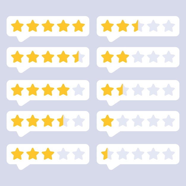 Vector review messages five star to one star