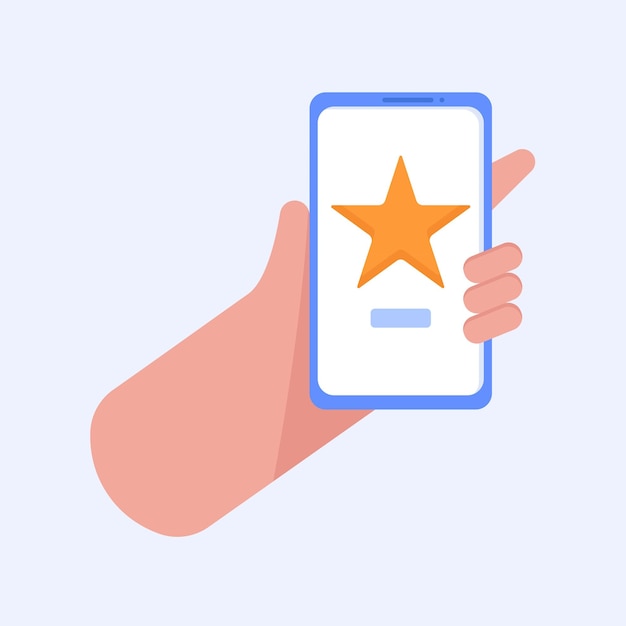 Review rating star on mobile phone