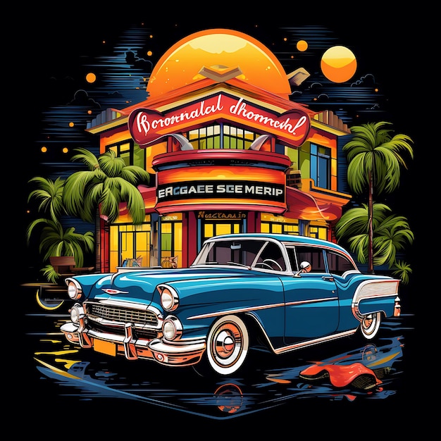 Vector reviving nostalgia mastering tshirt vector illustrations with a retro summer twist