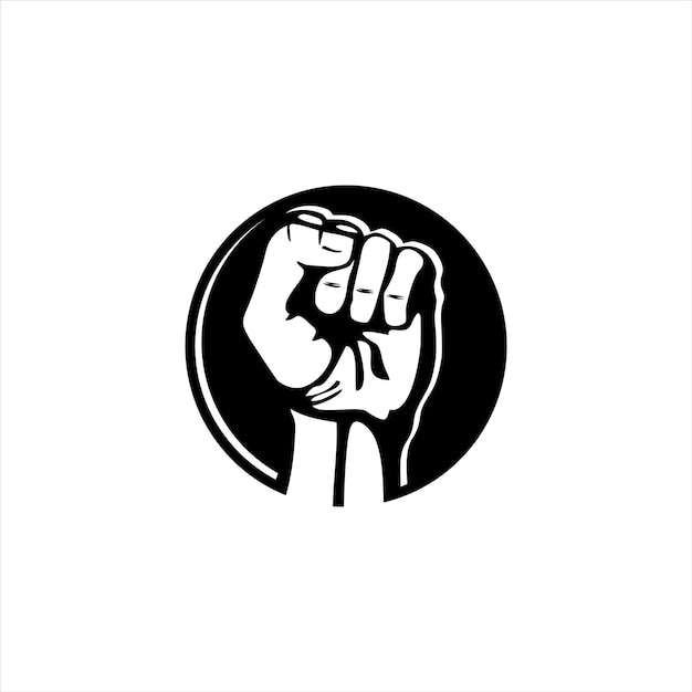 revolution hand logo black round vector