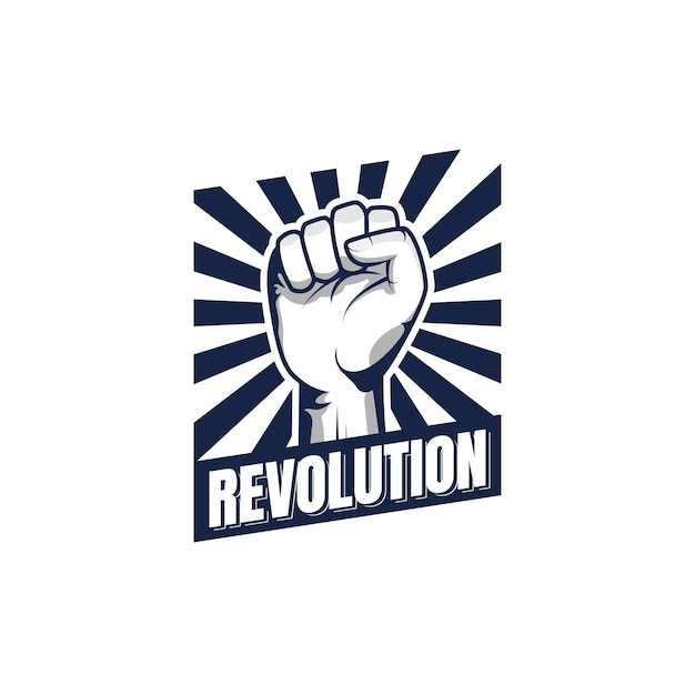 Revolution illustration for poster design Clenched fist hand vector silhouette