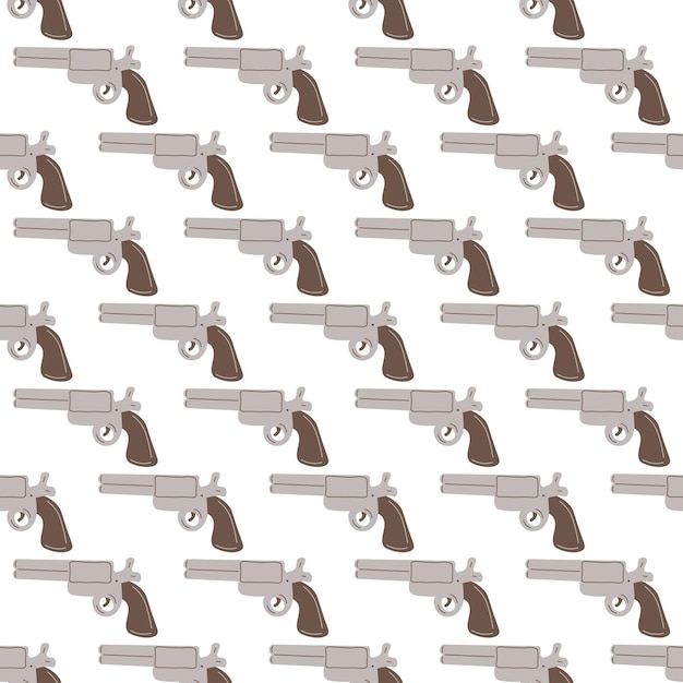 Revolver of gun seamless pattern Wild West theme Hand drawn colored trendy Cartoon kids picture