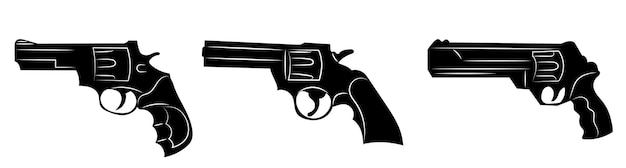 revolvers silhouettes on white background vector