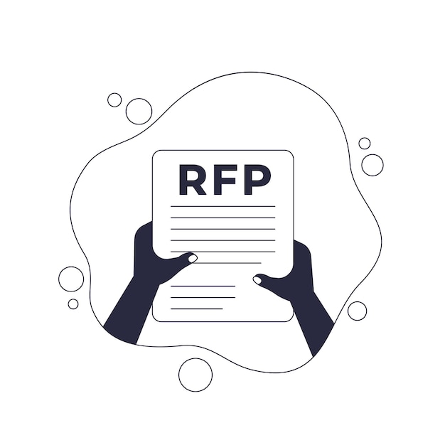 RFP request for proposal in hands vector illustration