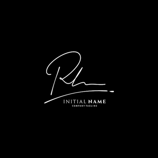 RH handwritten logo template Initial signature vector