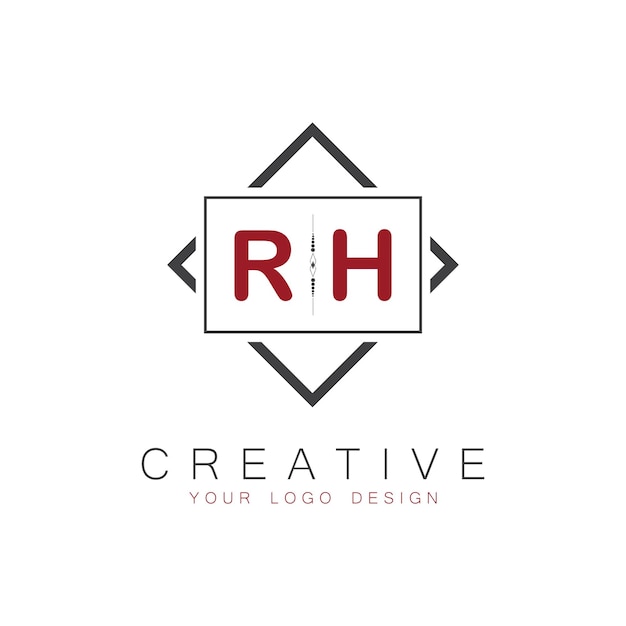 Vector rh initial monogram logo with creative square style design