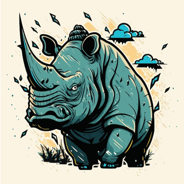 Rhino body furious Illustration design