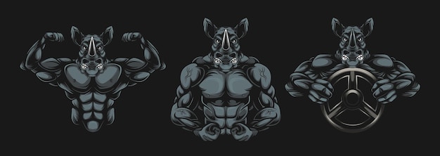 rhino bodybuilder illustration