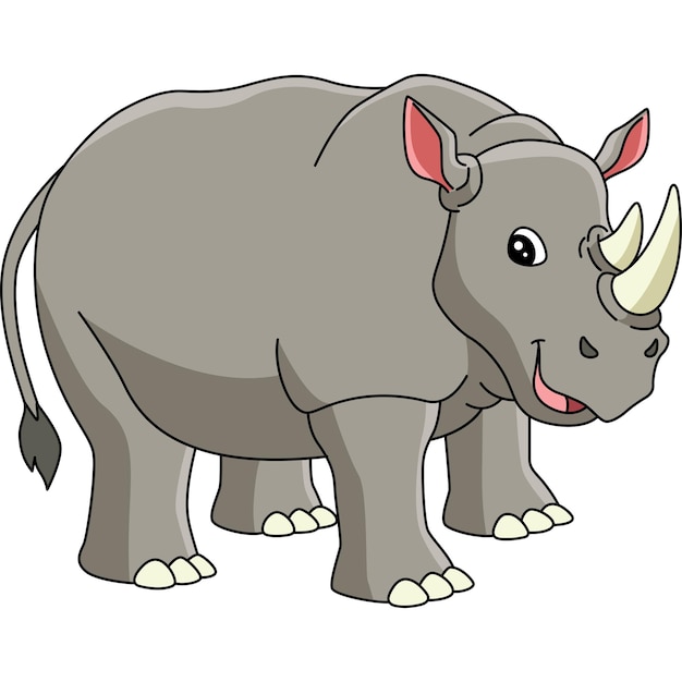 Rhino Cartoon Colored Clipart Illustration