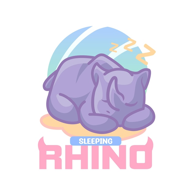 Rhino Cartoon Mascot Logo Illustration