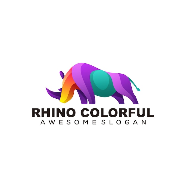 rhino colorful logo illustration