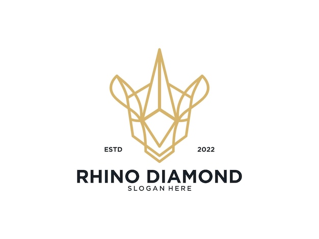 Rhino diamond elegant line art style logo design