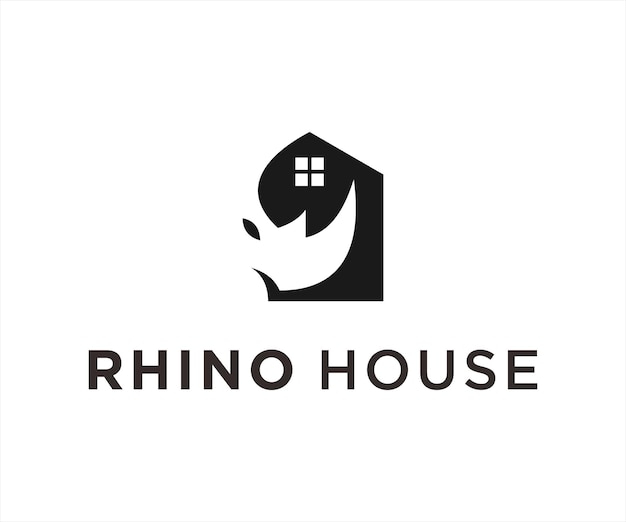 Rhino House Logo Design Vector Illustration