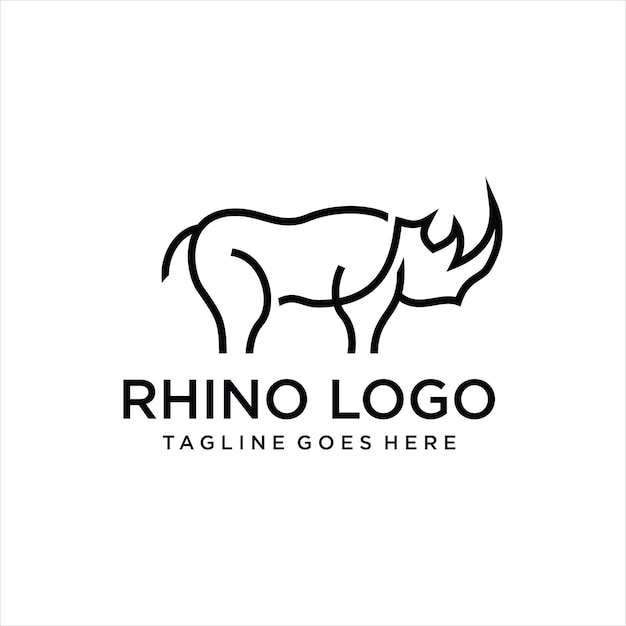 Rhino line drawing logo icon label Decorative elements in trendy line style