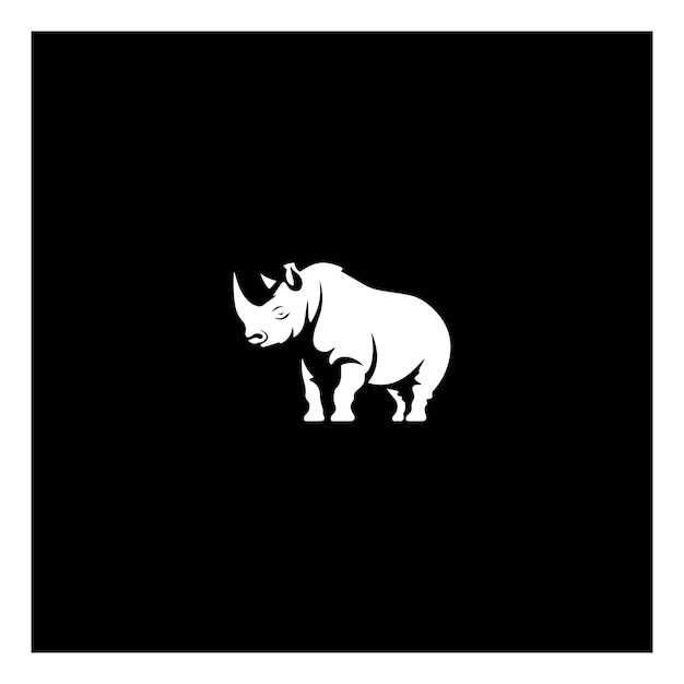 rhino logo on black and white background