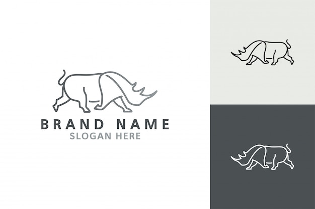 Rhino logo vector. Rhino line art logo inspiration