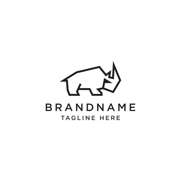 Rhino Logo with Line Style Design Template Vector