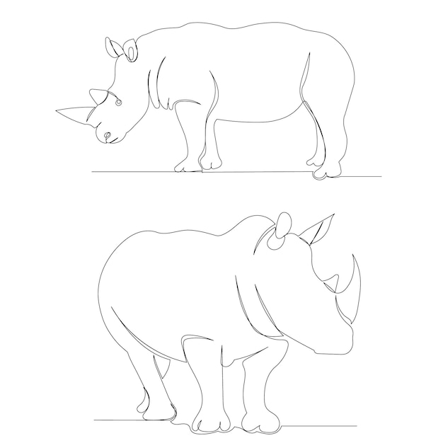 Rhino one line drawing isolated vector