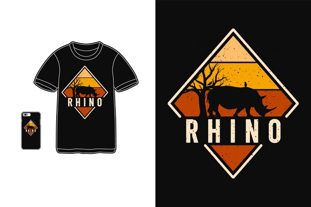 Rhino typography on t-shirt merchandise and mobile