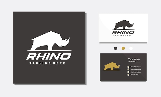 Rhino wild animal silhouette simple logo design icon vector illustration