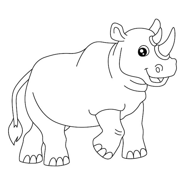 Rhinoceros Coloring Page Isolated for Kids