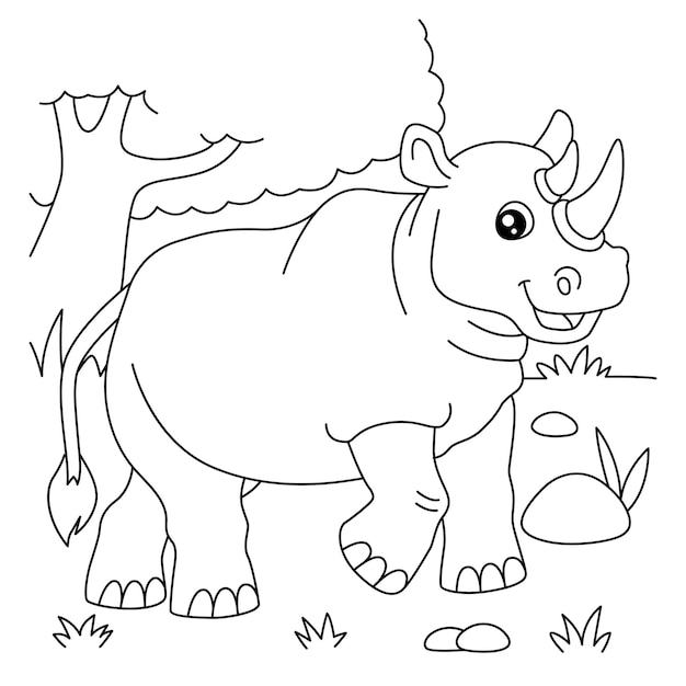 Rhinoceros Coloring Page for Kids