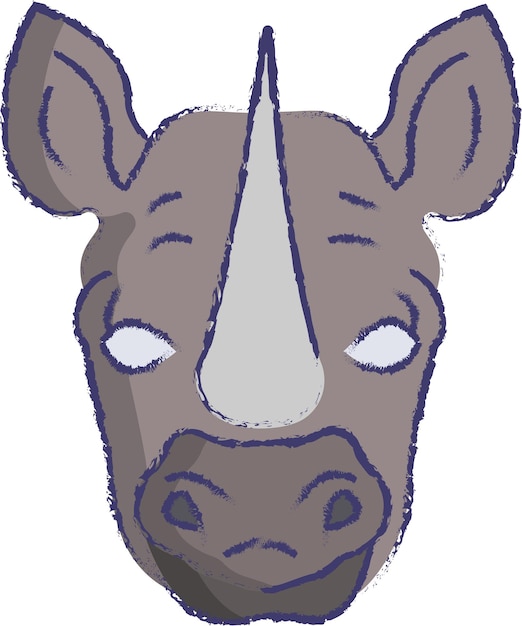 Vector rhinoceros face hand drawn vector illustration