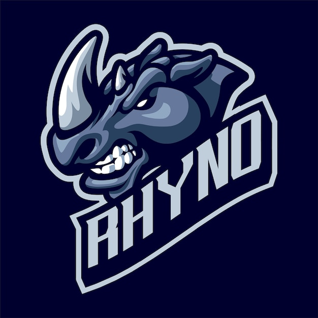 Rhinoceros Head Mascot Logo for Sport and Esport isolated