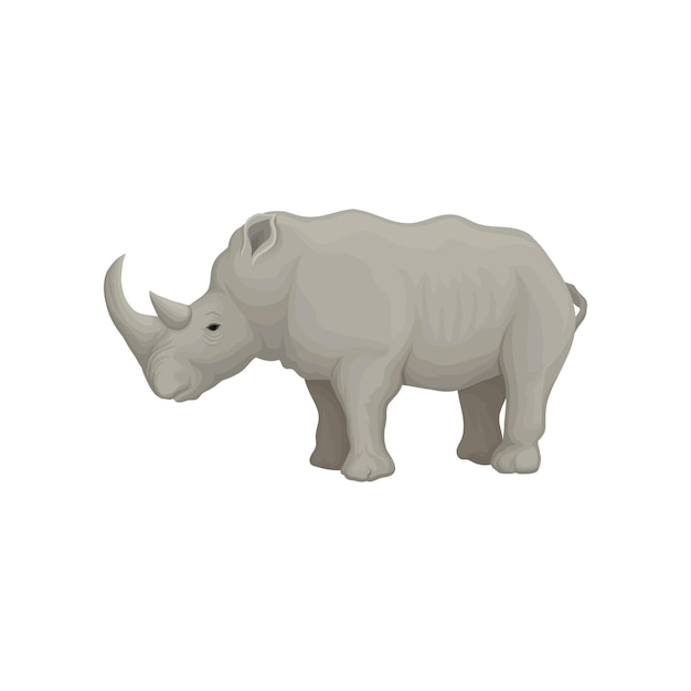 Rhinoceros wild animal side view vector Illustration on a white background