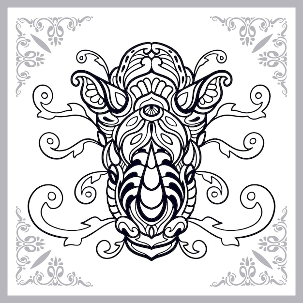 Rhinoceros zentangle arts isolated on white background