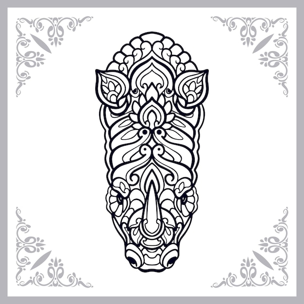 Rhinoceros zentangle arts isolated on white background